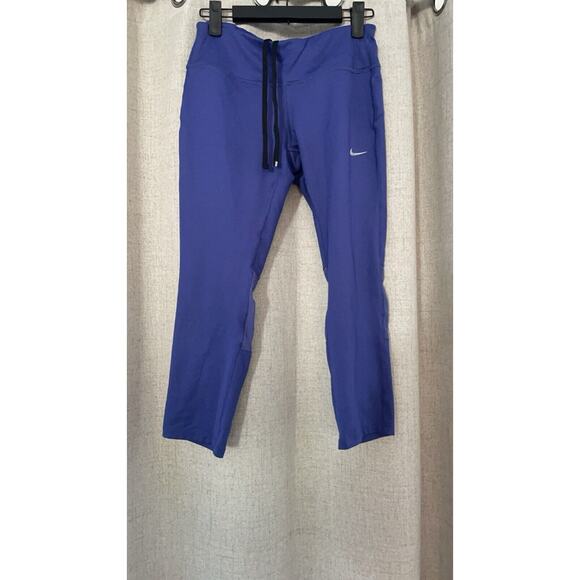 Nike Epic Run Leggings Womens Purple Mid Rise Tight Fit Crop Pants Dri-Fit Sz Sm - Picture 1 of 7